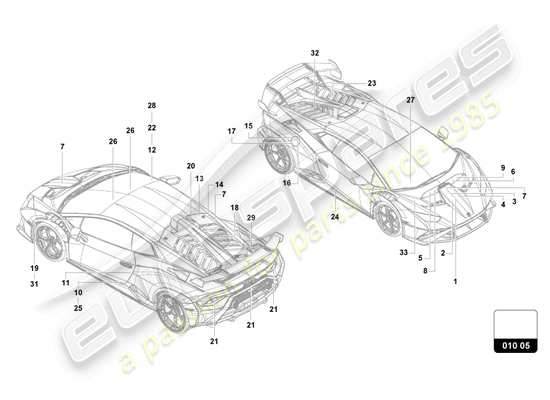 a part diagram from the Lamborghini Huracan STO parts catalogue