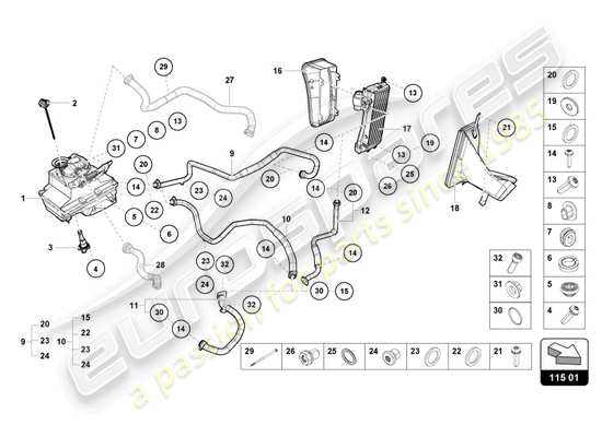 a part diagram from the Lamborghini Huracan STO parts catalogue