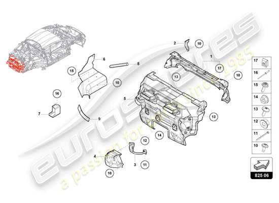 a part diagram from the Lamborghini Huracan STO parts catalogue