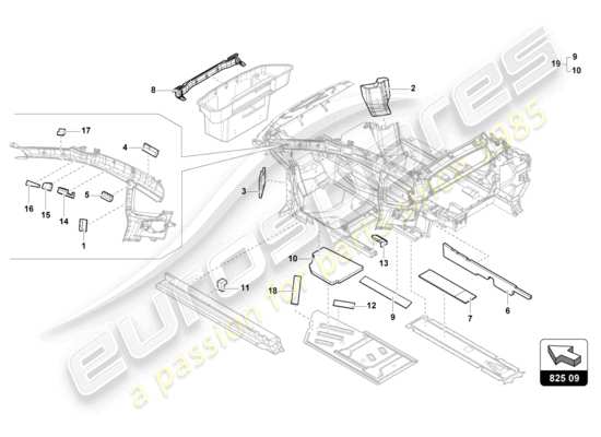 a part diagram from the Lamborghini Huracan STO parts catalogue