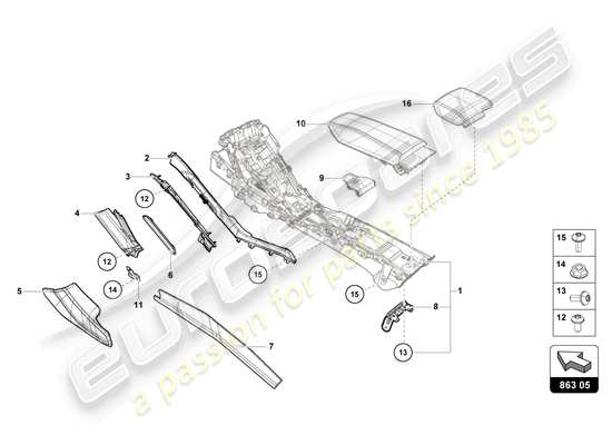 a part diagram from the Lamborghini Huracan STO parts catalogue