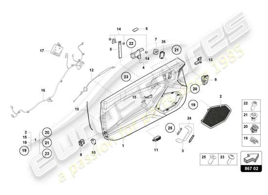 a part diagram from the Lamborghini Huracan STO parts catalogue