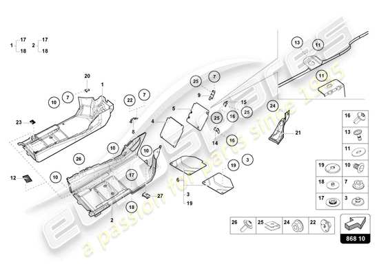 a part diagram from the Lamborghini Huracan STO parts catalogue