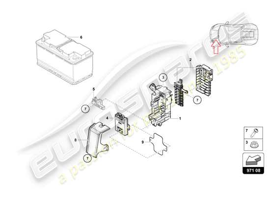 a part diagram from the Lamborghini Huracan STO parts catalogue