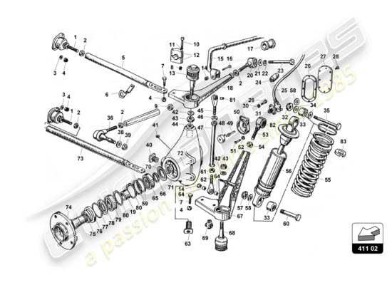 a part diagram from the Lamborghini Countach parts catalogue