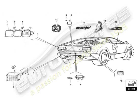 a part diagram from the Lamborghini Countach 25th Anniversary (1989) parts catalogue