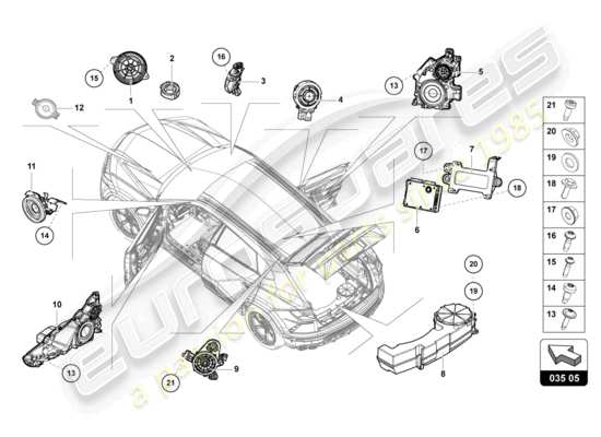 a part diagram from the Lamborghini Urus parts catalogue