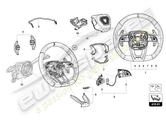 a part diagram from the Lamborghini Urus parts catalogue