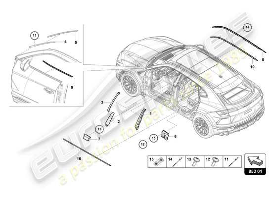 a part diagram from the Lamborghini Urus parts catalogue