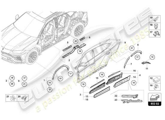 a part diagram from the Lamborghini Urus parts catalogue