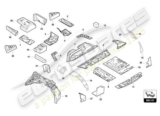 a part diagram from the Lamborghini Urus parts catalogue