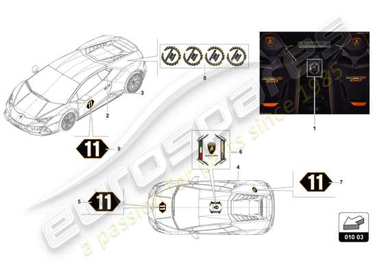 a part diagram from the Lamborghini HURACAN EVO parts catalogue