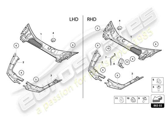 a part diagram from the Lamborghini HURACAN EVO parts catalogue