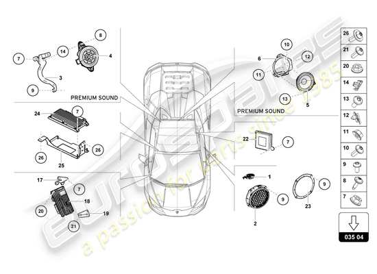 a part diagram from the Lamborghini HURACAN EVO parts catalogue