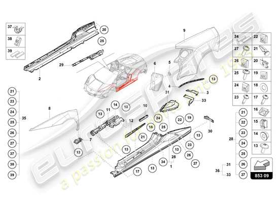 a part diagram from the Lamborghini HURACAN EVO parts catalogue