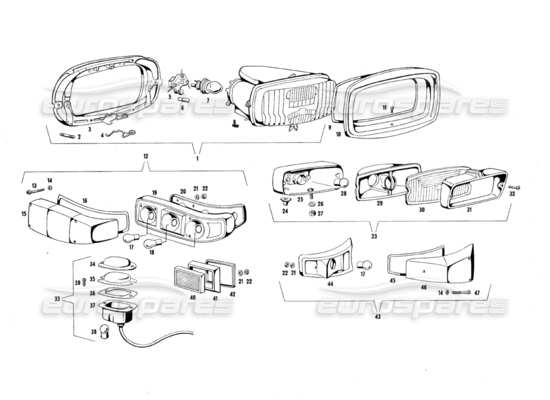 a part diagram from the Maserati Quattroporte (1967-1979) parts catalogue