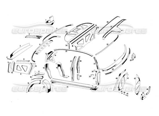 a part diagram from the Maserati Quattroporte (1967-1979) parts catalogue