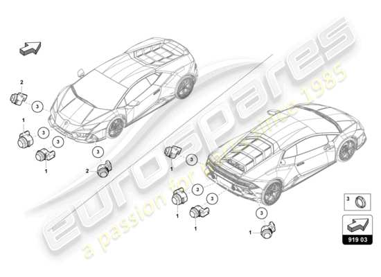 a part diagram from the Lamborghini HURACAN EVO parts catalogue