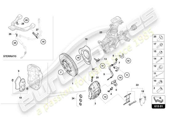 a part diagram from the Lamborghini Huracan Sterrato parts catalogue