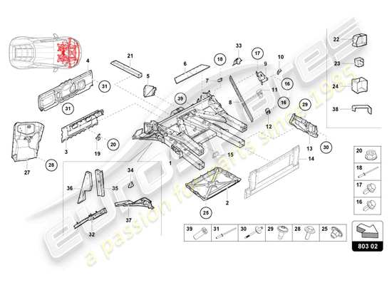 a part diagram from the Lamborghini Huracan Sterrato parts catalogue