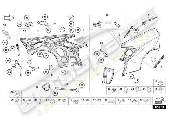 a part diagram from the Lamborghini Huracan Sterrato parts catalogue