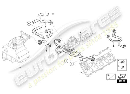 a part diagram from the Lamborghini Huracan Tecnica parts catalogue