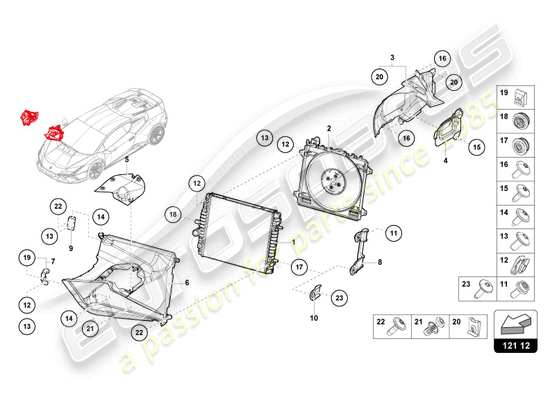 a part diagram from the Lamborghini Huracan Tecnica parts catalogue