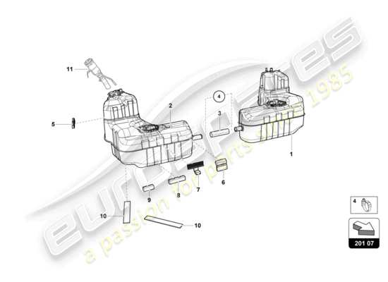 a part diagram from the Lamborghini Huracan Tecnica parts catalogue