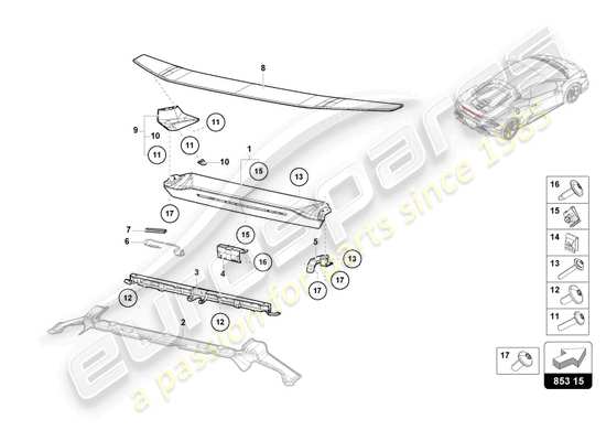 a part diagram from the Lamborghini Huracan Tecnica parts catalogue