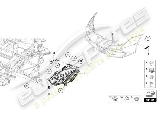 a part diagram from the Lamborghini Huracan Tecnica parts catalogue