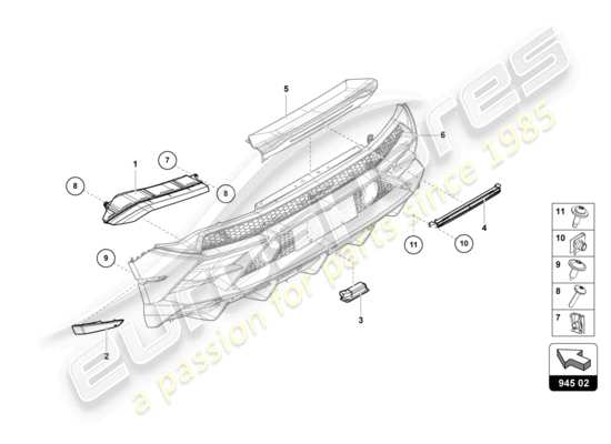 a part diagram from the Lamborghini Huracan Tecnica parts catalogue