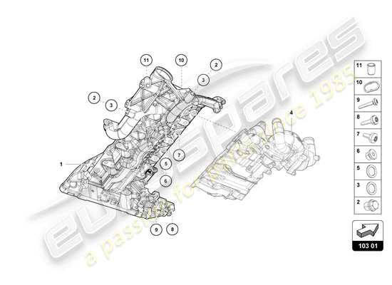 a part diagram from the Lamborghini Huracan Tecnica parts catalogue