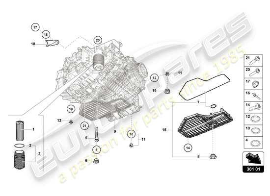 a part diagram from the Lamborghini Huracan Tecnica parts catalogue