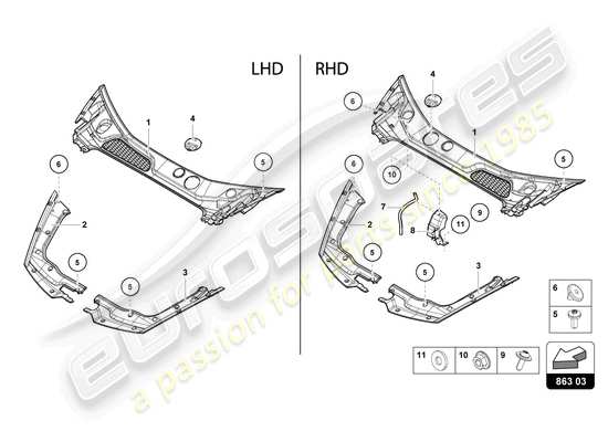 a part diagram from the Lamborghini Huracan Tecnica parts catalogue