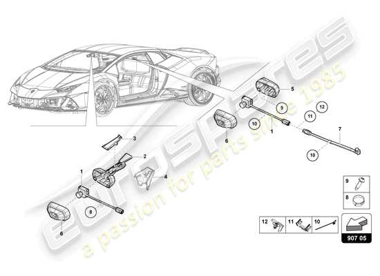 a part diagram from the Lamborghini Huracan Tecnica parts catalogue