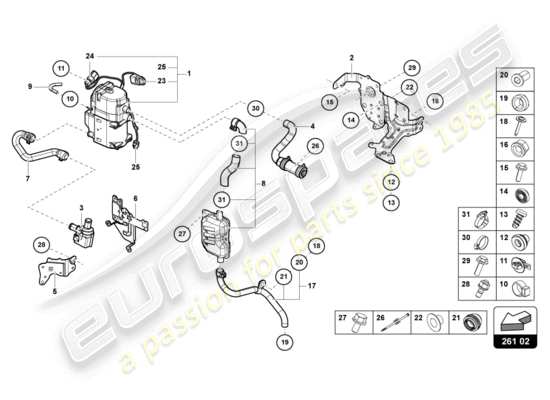 a part diagram from the Lamborghini Urus parts catalogue