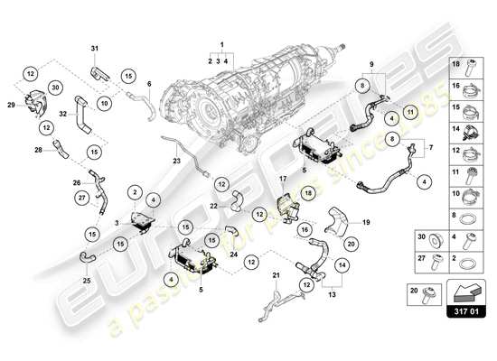 a part diagram from the Lamborghini Urus parts catalogue