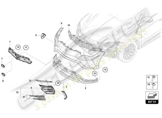 a part diagram from the Lamborghini Urus parts catalogue