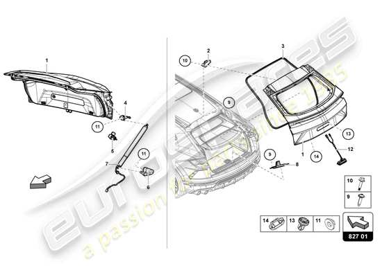 a part diagram from the Lamborghini Urus parts catalogue