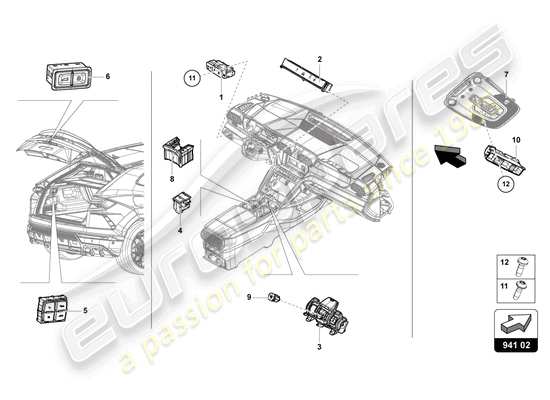 a part diagram from the Lamborghini Urus parts catalogue