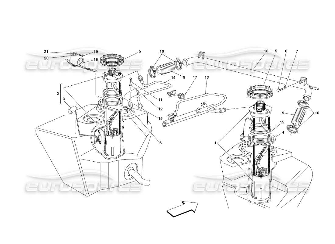 Ferrari 430 Challenge (2006) fuel pumps and pipes Parts Diagram