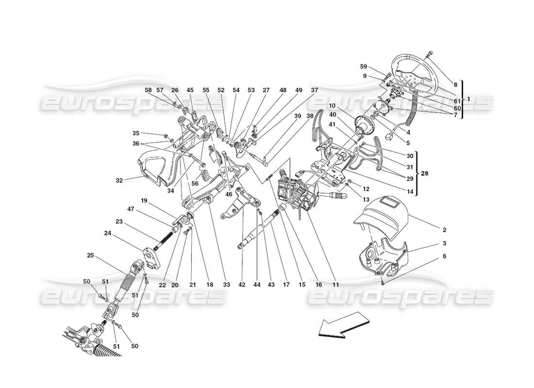 Ferrari 430 Challenge (2006) Steering Column Parts Diagram