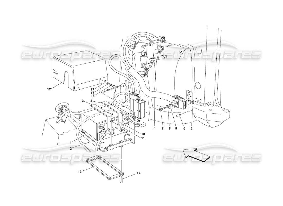 Ferrari 430 Challenge (2006) Battery Parts Diagram