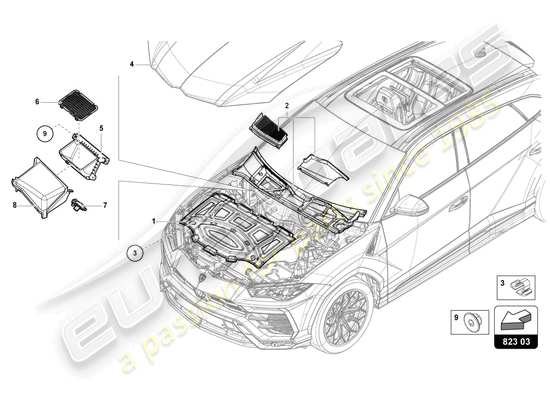 a part diagram from the Lamborghini Urus parts catalogue