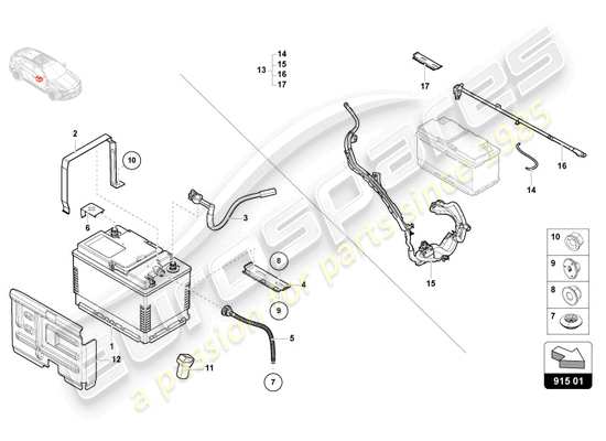 a part diagram from the Lamborghini Urus parts catalogue