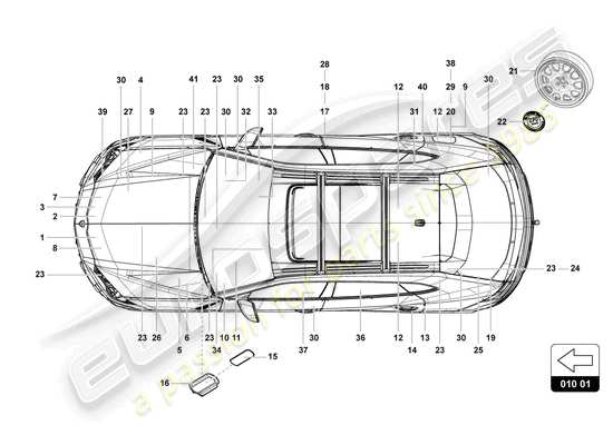 a part diagram from the Lamborghini Urus parts catalogue