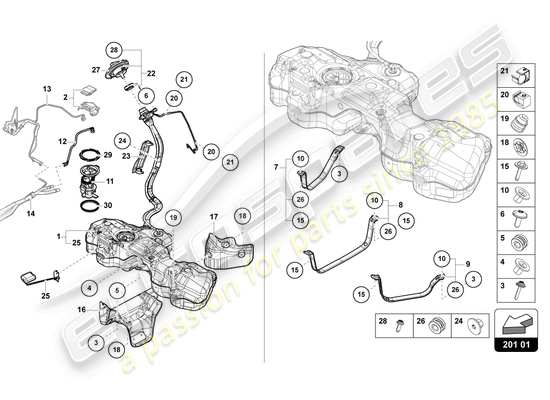 a part diagram from the Lamborghini Urus parts catalogue