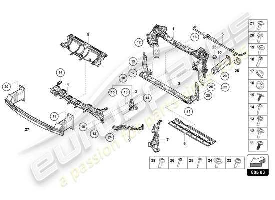 a part diagram from the Lamborghini Urus parts catalogue