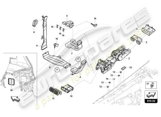 a part diagram from the Lamborghini Urus parts catalogue