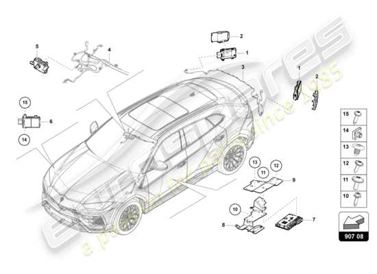 a part diagram from the Lamborghini Urus parts catalogue